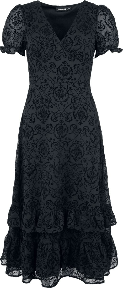 Robe longue Gothic de Jawbreaker - Robe longue avec ourlet à volants - XS à S - pour Femme - noir - Jawbreaker
