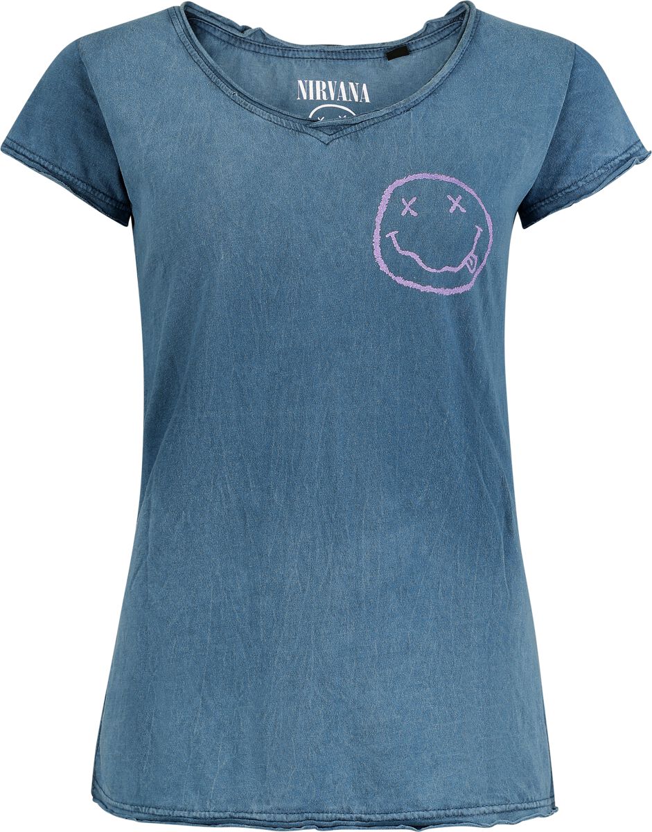 T-Shirt Manches courtes  de Nirvana - Smile Logo - S à XXL - pour Femme - bleu - Nirvana