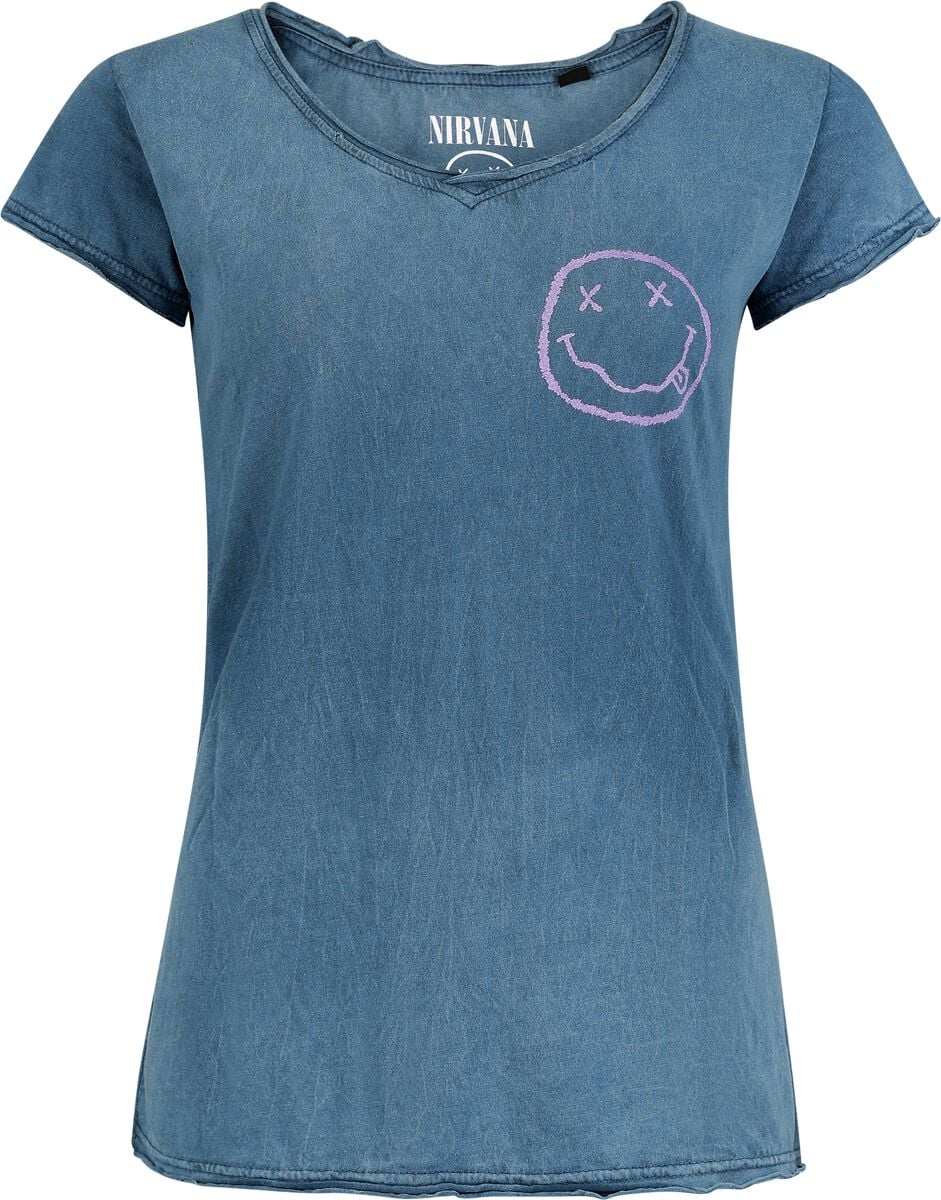 T-Shirt Manches courtes  de Nirvana - Smile Logo - S à 3XL - pour Femme - bleu - Nirvana