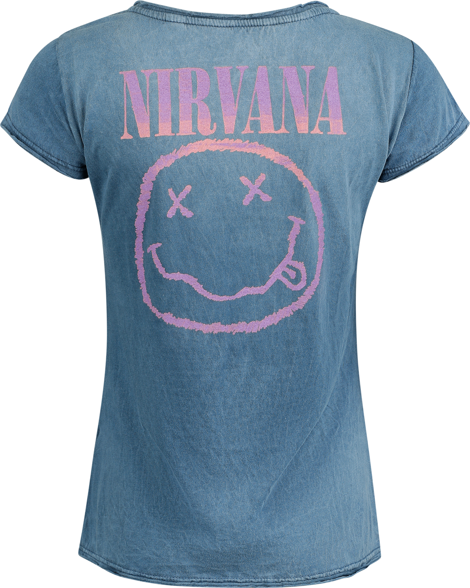 T-Shirt Manches courtes  de Nirvana - Smile Logo - S à 3XL - pour Femme - bleu - Nirvana - View 2
