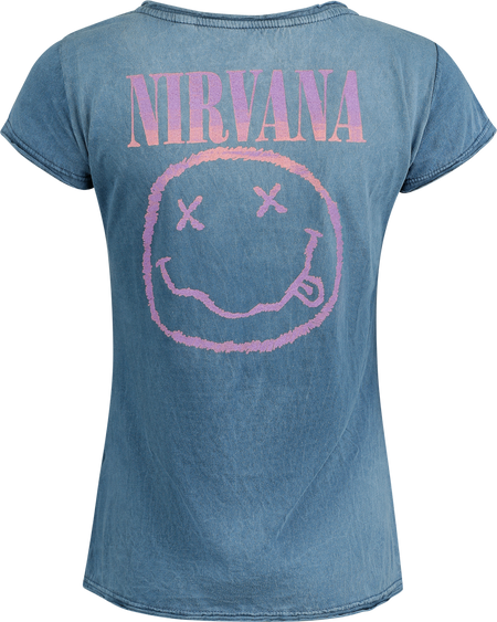 T-Shirt Manches courtes  de Nirvana - Smile Logo - S à 3XL - pour Femme - bleu - Nirvana - View 2
