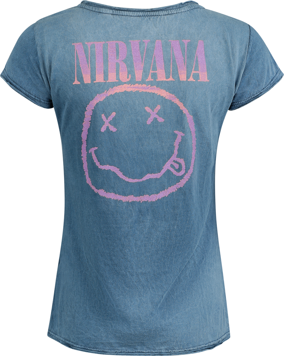 T-Shirt Manches courtes  de Nirvana - Smile Logo - S à 3XL - pour Femme - bleu - Nirvana - View 2