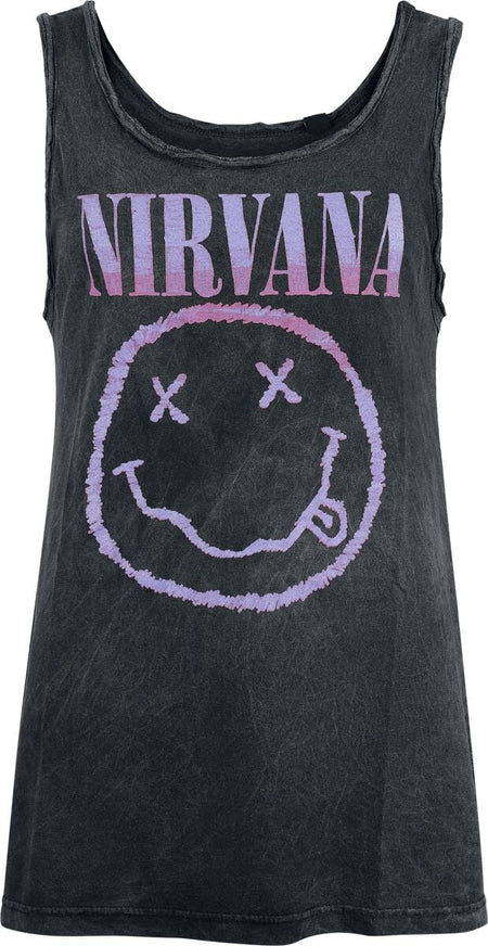 Top  de Nirvana - Smiley - S à 3XL - pour Femme - noir - Nirvana