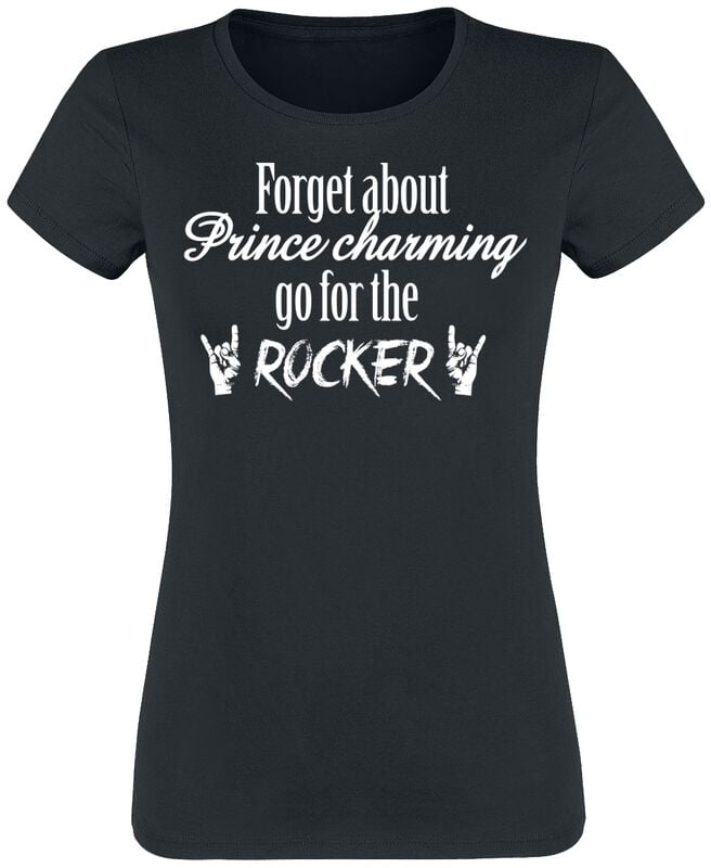 T-Shirt Manches courtes Fun de Slogans - Forget About Prince Charming - S à XXL - pour Femme - noir - Slogans