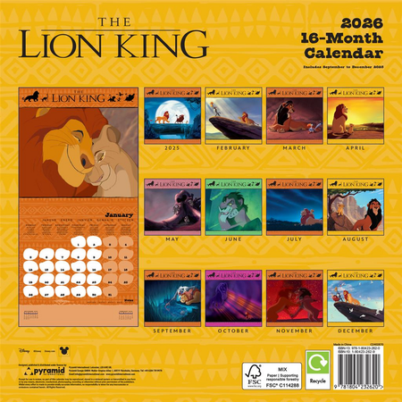 Calendrier mural Disney de Le Roi Lion - Calendrier Mural 2026 - pour Unisexe - multicolore - Le Roi Lion - View 2
