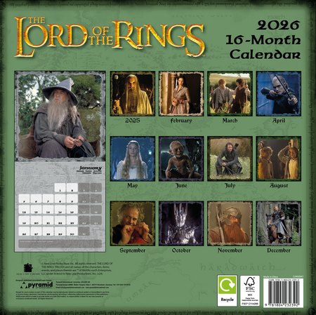 Calendrier mural  de Le Seigneur Des Anneaux - Calendrier Mural 2026 - pour Unisexe - multicolore - Le Seigneur Des Anneaux - View 2