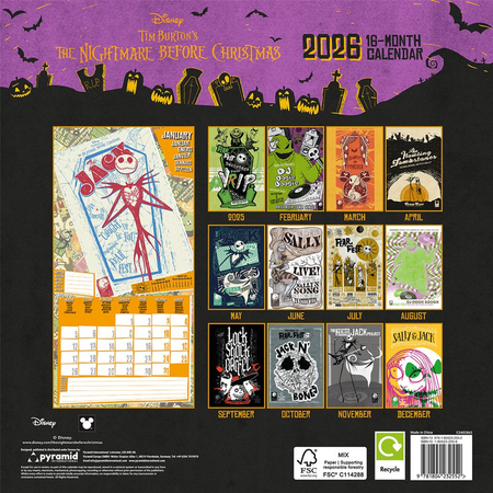 Calendrier mural Disney de L'Étrange Noël De Monsieur Jack - Calendrier Mural 2026 - pour Unisexe - multicolore - L'Étrange Noël De Monsieur Jack - View 2