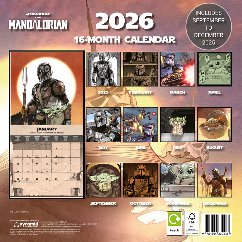Calendrier mural  de Star Wars - The Mandalorian - Calendrier Mural 2026 - pour Unisexe - multicolore - Star Wars - View 2