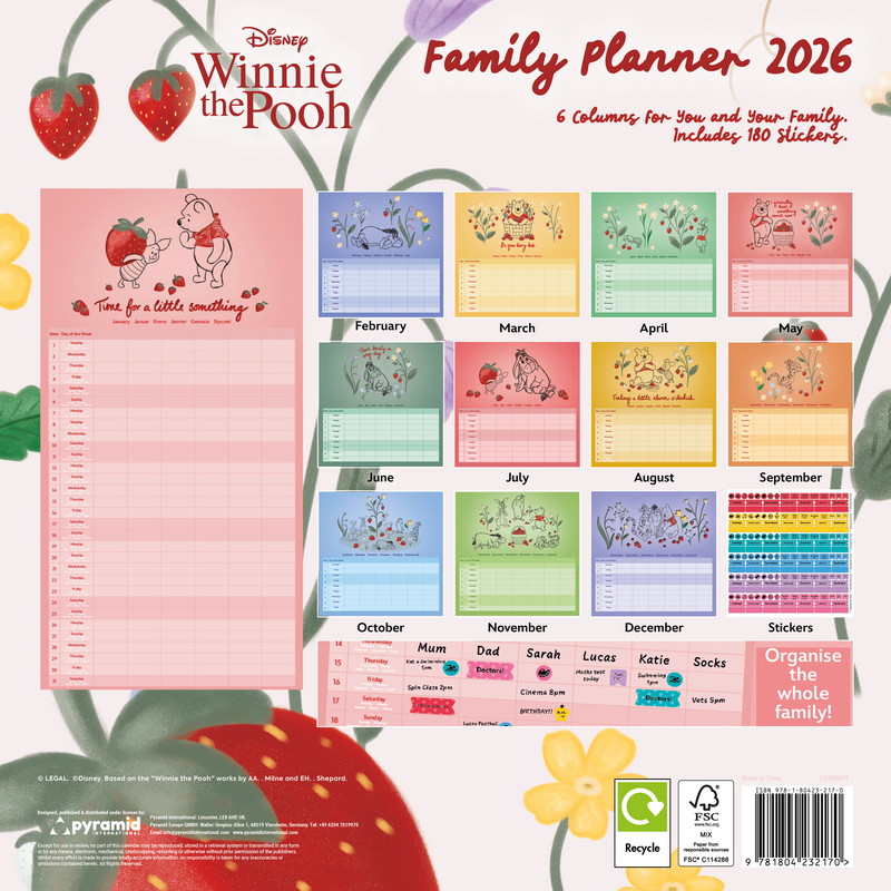 Calendrier mural Disney de Winnie L'Ourson - Winnie l'Ourson - Calendrier Mural 2026 - pour Unisexe - multicolore - Winnie L'Ourson - View 2