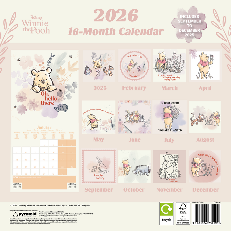Calendrier mural Disney de Winnie L'Ourson - Calendrier Mural 2026 - pour Unisexe - multicolore - Winnie L'Ourson - View 2