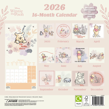 Calendrier mural Disney de Winnie L'Ourson - Calendrier Mural 2026 - pour Unisexe - multicolore - Winnie L'Ourson - View 2