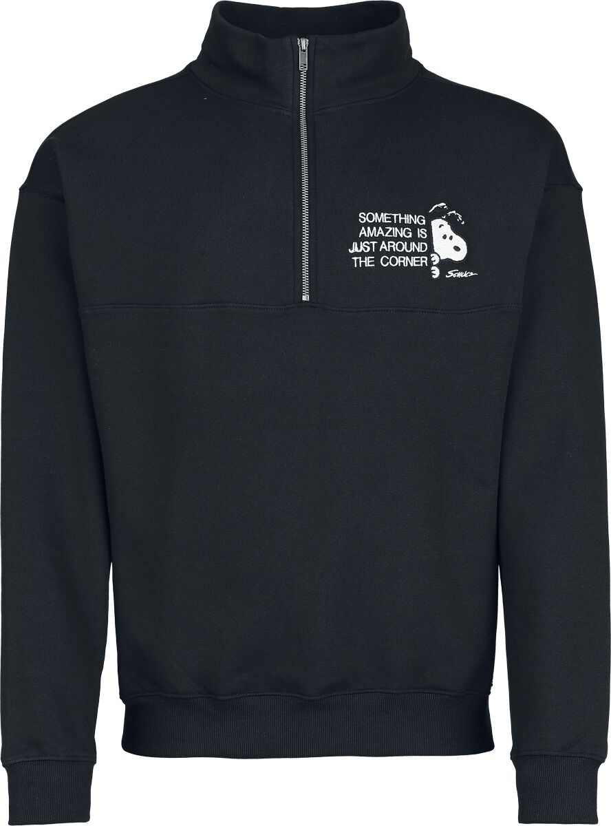 Sweat-shirt  de Snoopy - Snoopy - Something amazing is just around the corner - Pull Semi-Zip - S à 3XL - pour Homme - noir - Snoopy