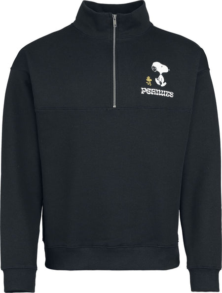 Sweat-shirt  de Snoopy - Peanuts - Snoopy & Woodstock - Pull Semi-Zip - S à 3XL - pour Homme - noir - Snoopy