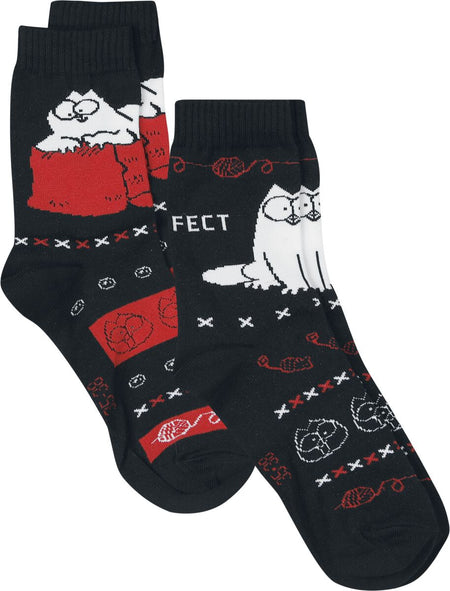 Chaussettes  de Simon's Cat - Simon's Cat - Lot de 2 - EU35-38 à EU 39-42 - pour Unisexe - multicolore - Simon's Cat