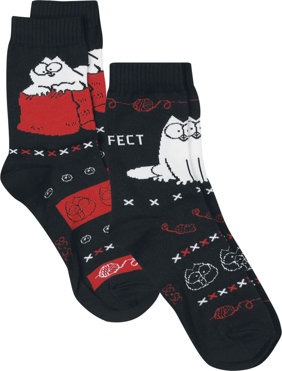 Chaussettes  de Simon's Cat - Simon's Cat - Lot de 2 - EU35-38 à EU 39-42 - pour Unisexe - multicolore - Simon's Cat