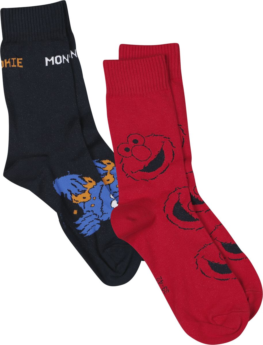 Chaussettes  de Sesame Street - Cookie Monster & Elmo - Lot de 2 - EU39-42 à EU 43-46 - pour Unisexe - multicolore - Sesame Street