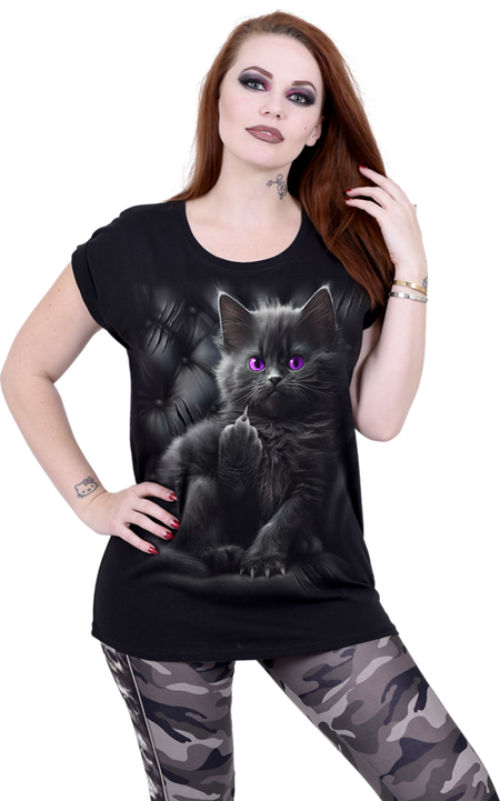 T-Shirt Manches courtes  de Spiral - Cattitude - T-Shirt - S à XXL - pour Femme - noir - Spiral - View 2