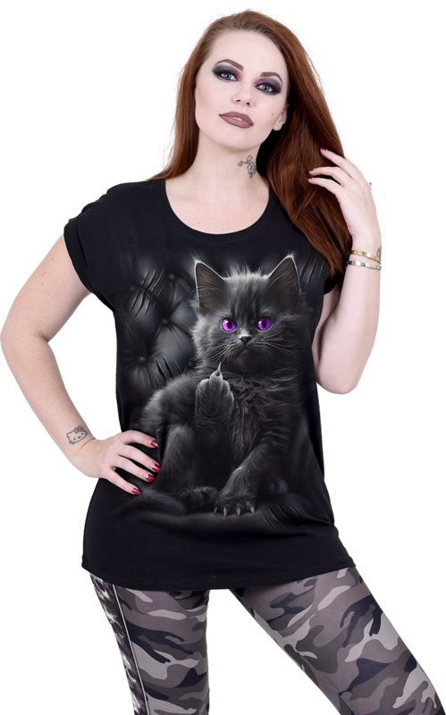 T-Shirt Manches courtes  de Spiral - Cattitude - T-Shirt - S à XXL - pour Femme - noir - Spiral - View 2
