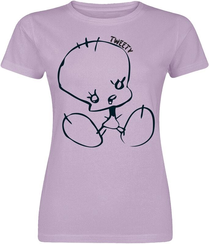 T-Shirt Manches courtes  de Looney Tunes - Tweety - Doodle - S à L - pour Femme - lilas - Looney Tunes