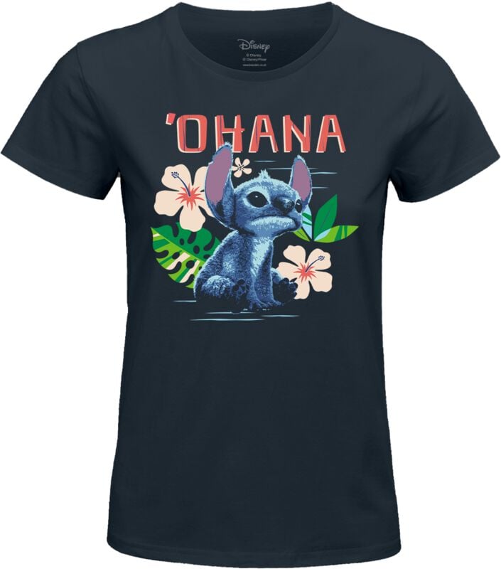 T-Shirt Manches courtes Disney de Lilo & Stitch - Stitch Ohana - S à XXL - pour Femme - bleu foncé - Lilo & Stitch