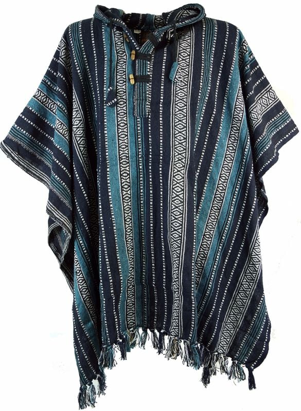 Gilets & Ponchos  de Guru-Shop - Poncho Hippie chic, Ethno Poncho, Andenponcho - blau/schwarz - Standard - pour Homme - multicolore - Guru-Shop
