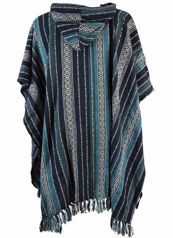 Gilets & Ponchos  de Guru-Shop - Poncho Hippie chic, Ethno Poncho, Andenponcho - blau/schwarz - Standard - pour Homme - multicolore - Guru-Shop - View 2