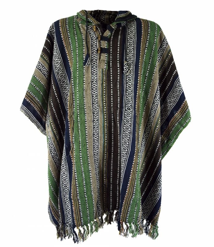 Gilets & Ponchos  de Guru-Shop - Poncho Hippie chic, Ethno Poncho, Andenponcho - grün/schwarz - Standard - pour Homme - multicolore - Guru-Shop