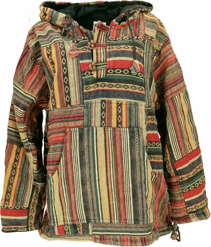 Sweat-shirt à capuche  de Guru-Shop - Goa Kapuzenhoodie, Stonewash Patchwork Baja Hoody - mustard - S à XXL - pour Homme - multicolore - Guru-Shop