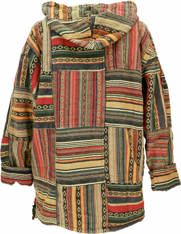 Sweat-shirt à capuche  de Guru-Shop - Goa Kapuzenhoodie, Stonewash Patchwork Baja Hoody - mustard - S à XXL - pour Homme - multicolore - Guru-Shop - View 2