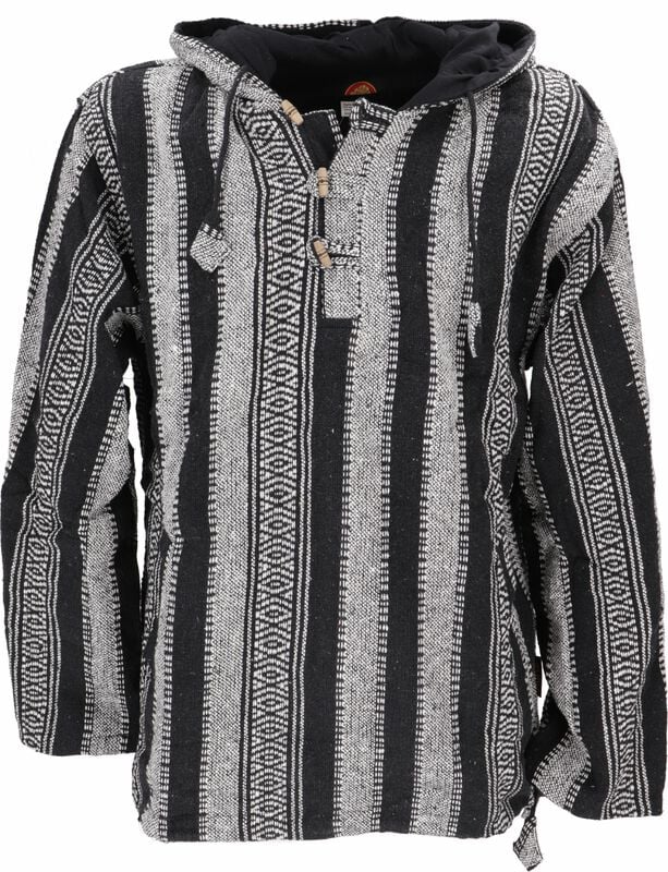 Sweat-shirt à capuche  de Guru-Shop - Goa Kapuzenshirt, Baja Hoodie, Boho Style Kapuzenpullover - schwarz - S à L - pour Homme - noir - Guru-Shop