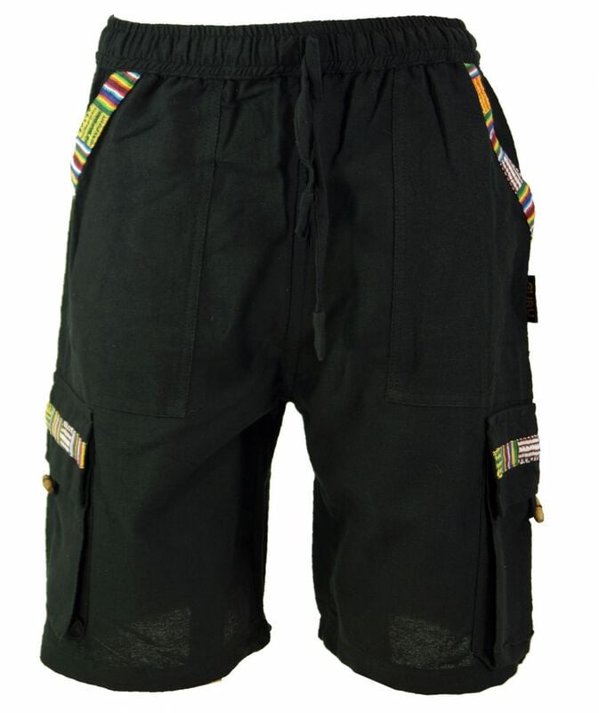 Short  de Guru-Shop - Ethno Yogashorts im Goastyle - schwarz - S à L - pour Homme - noir - Guru-Shop