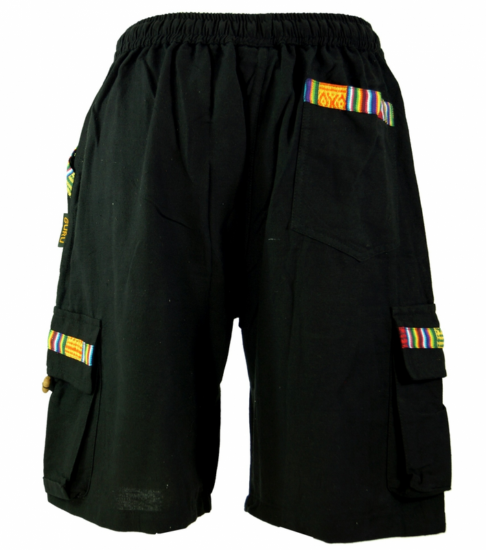 Short  de Guru-Shop - Ethno Yogashorts im Goastyle - schwarz - S à XL - pour Homme - noir - Guru-Shop - View 2