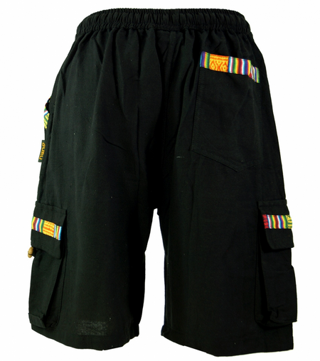 Short  de Guru-Shop - Ethno Yogashorts im Goastyle - schwarz - S à XL - pour Homme - noir - Guru-Shop - View 2