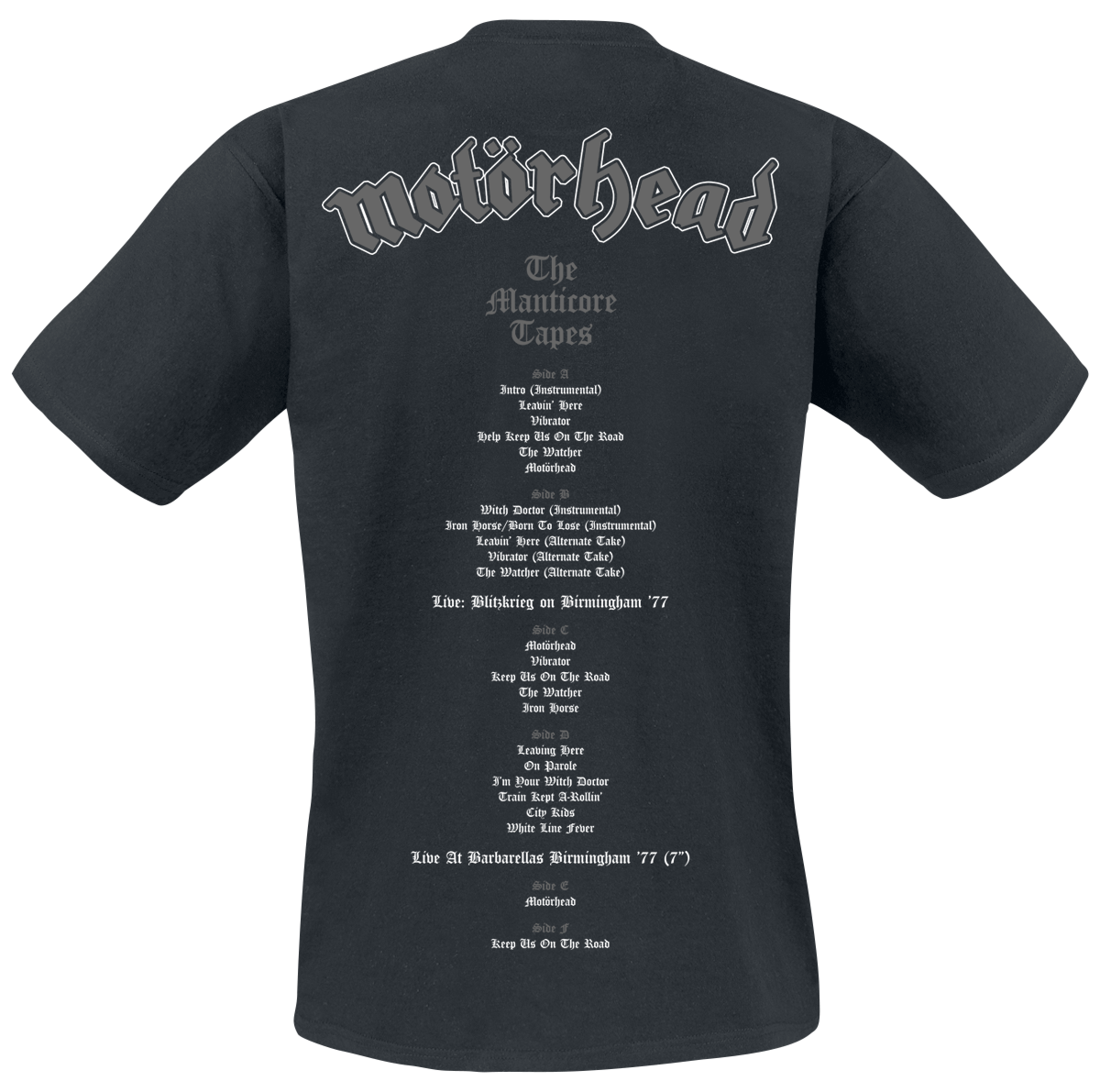T-Shirt Manches courtes  de Motörhead - The Manticore Tapes Tracklist - S à 4XL - pour Homme - noir - Motörhead - View 2