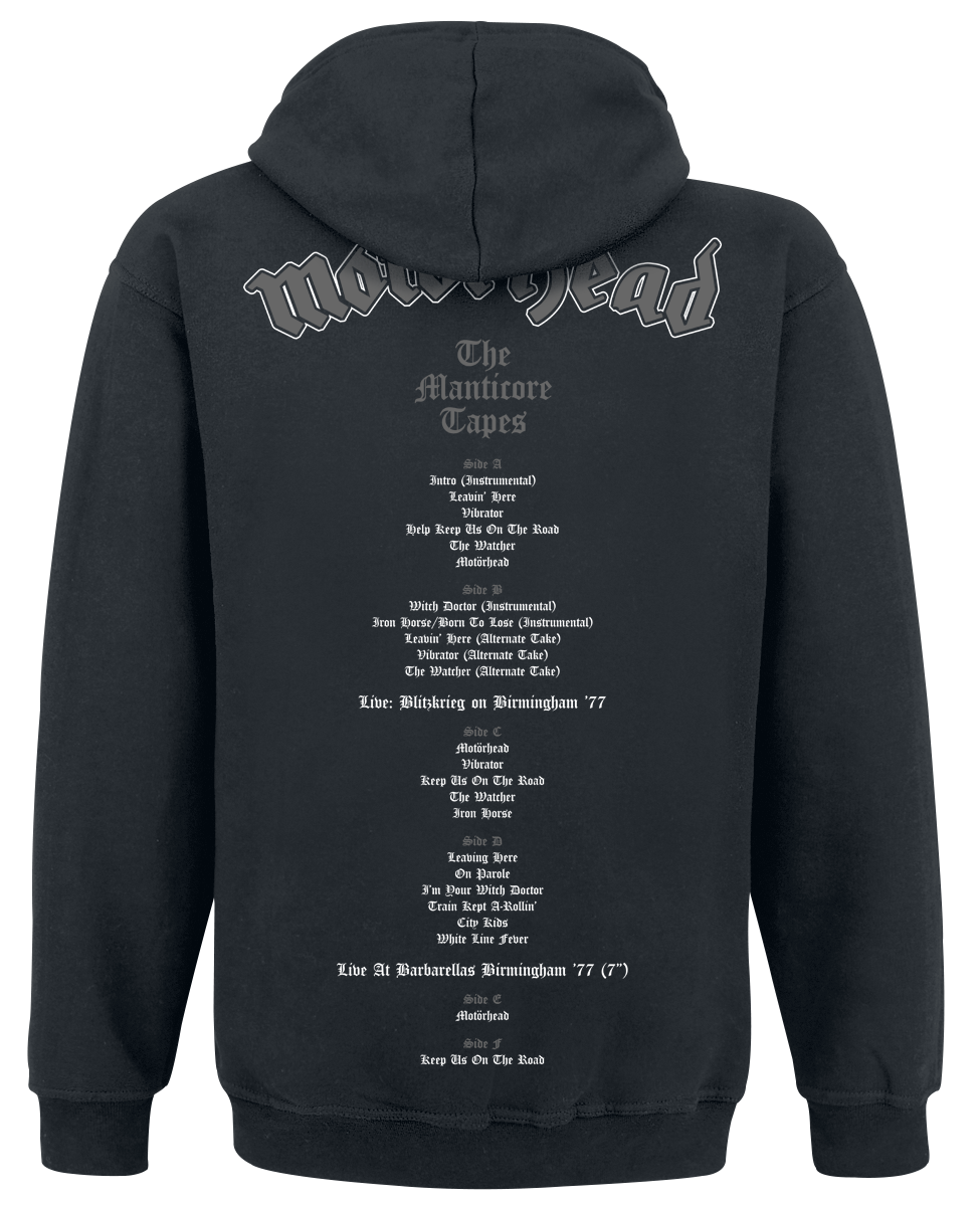 Sweat-shirt à capuche  de Motörhead - The Manticore Tapes Tracklist - S à XXL - pour Homme - noir - Motörhead - View 2