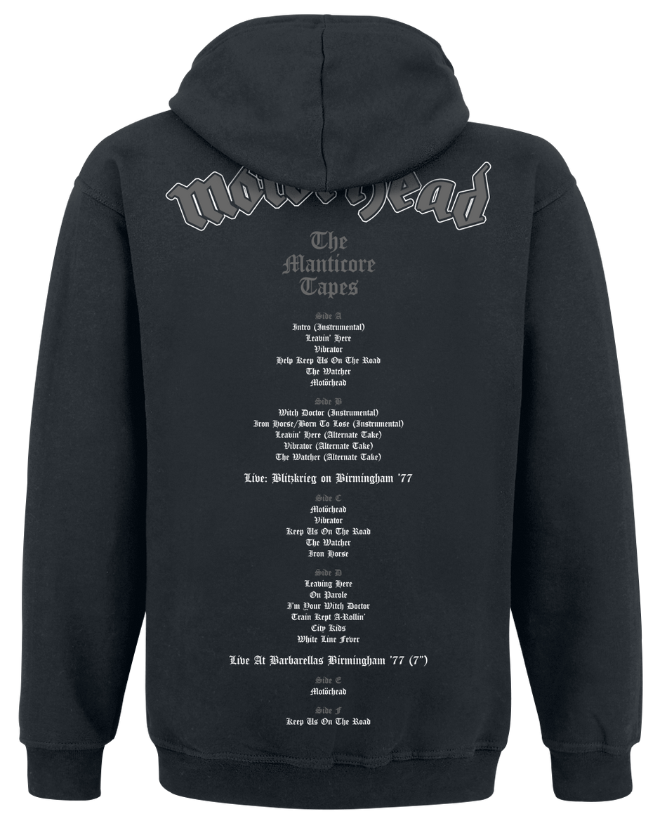 Sweat-shirt à capuche  de Motörhead - The Manticore Tapes Tracklist - S à XXL - pour Homme - noir - Motörhead - View 2