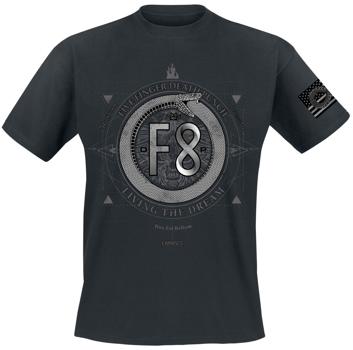 T-Shirt Manches courtes  de Five Finger Death Punch - Living The Dream Infinity Snake - S à M - pour Homme - noir - Five Finger Death Punch