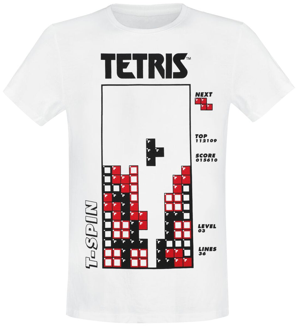 T-Shirt Manches courtes Gaming de Tetris - S à XXL - pour Homme - blanc - Tetris