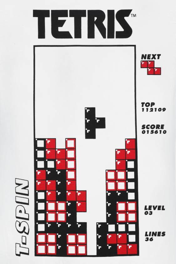 T-Shirt Manches courtes Gaming de Tetris - S à XXL - pour Homme - blanc - Tetris - View 2
