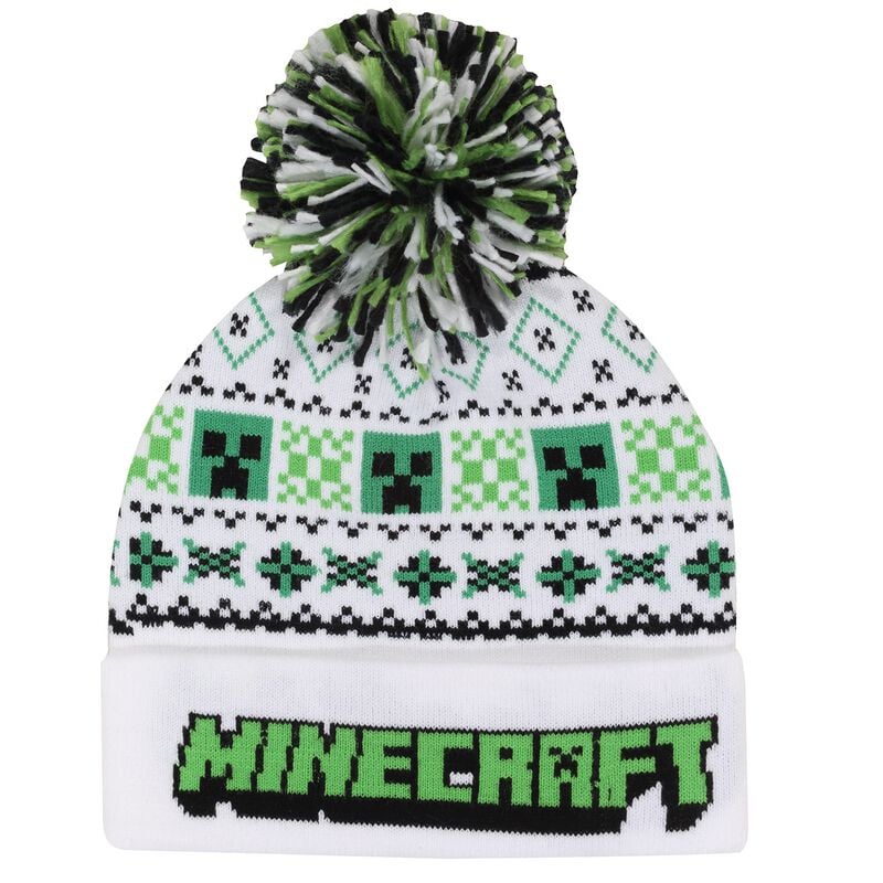 Bonnet Gaming de Minecraft - Ski Pom - pour Unisexe - noir/vert/blanc - Minecraft