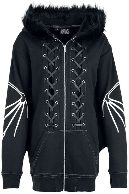 Sweat-shirt zippé à capuche  de Vixxsin - Anatomie Chauve-Souris - Veste à Capuche - XS à 3XL - pour Femme - noir - Vixxsin