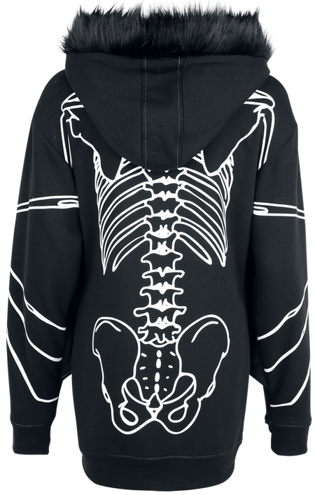 Sweat-shirt zippé à capuche  de Vixxsin - Anatomie Chauve-Souris - Veste à Capuche - XS à 3XL - pour Femme - noir - Vixxsin - View 2