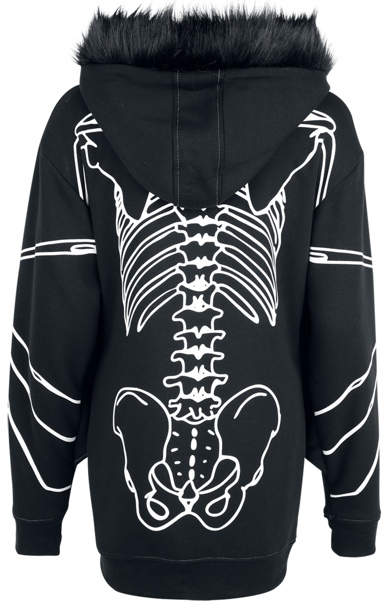 Sweat-shirt zippé à capuche  de Vixxsin - Anatomie Chauve-Souris - Veste à Capuche - XS à 3XL - pour Femme - noir - Vixxsin - View 2
