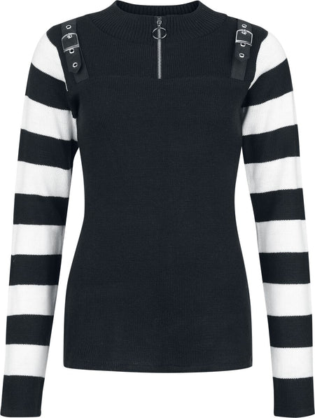 Sweat-shirt  de Poizen Industries - Revel Top - XS à 3XL - pour Femme - noir/blanc - Poizen Industries