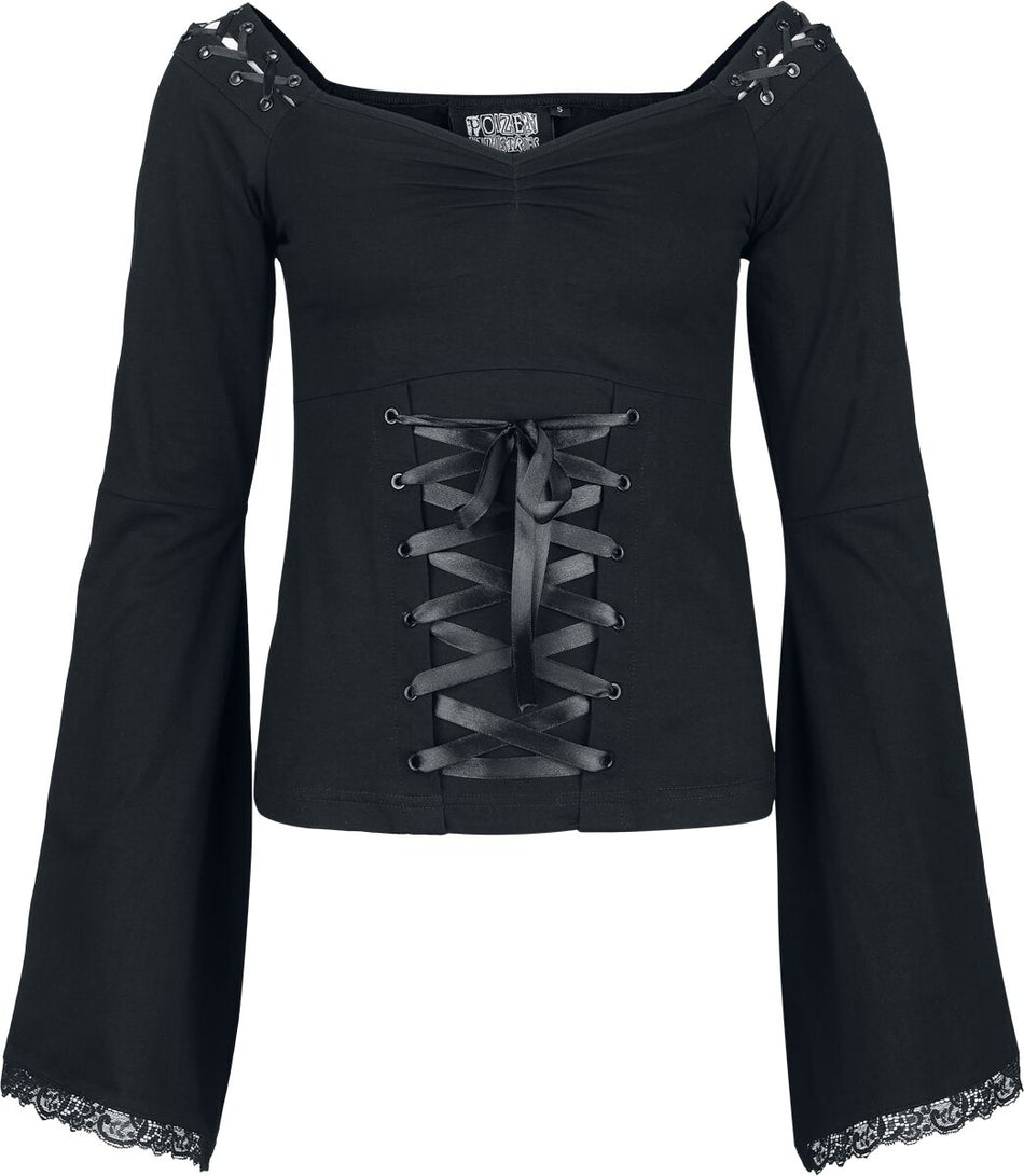 T-shirt manches longues de Poizen Industries - Maelys Top - L à XXL - pour Femme - noir - Poizen Industries