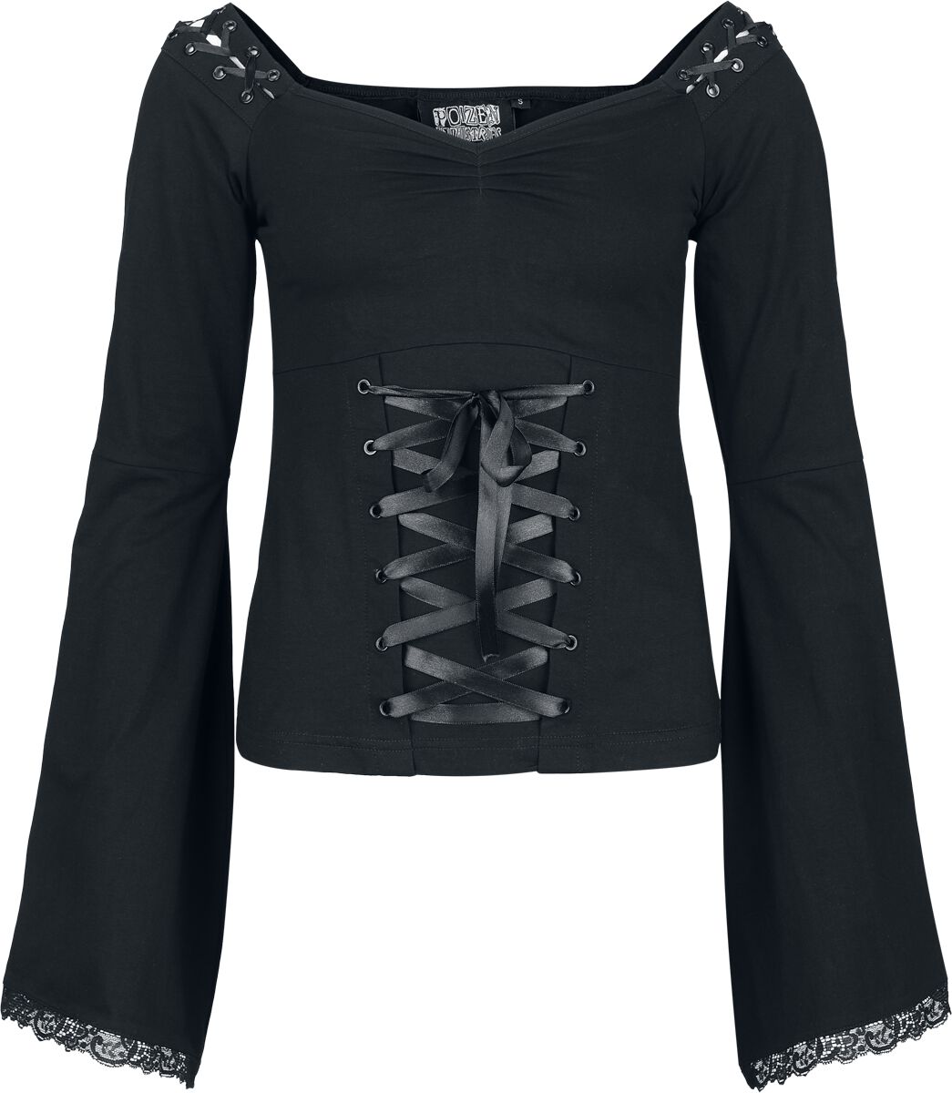 T-shirt manches longues  de Poizen Industries - Maelys Top - L à XXL - pour Femme - noir - Poizen Industries