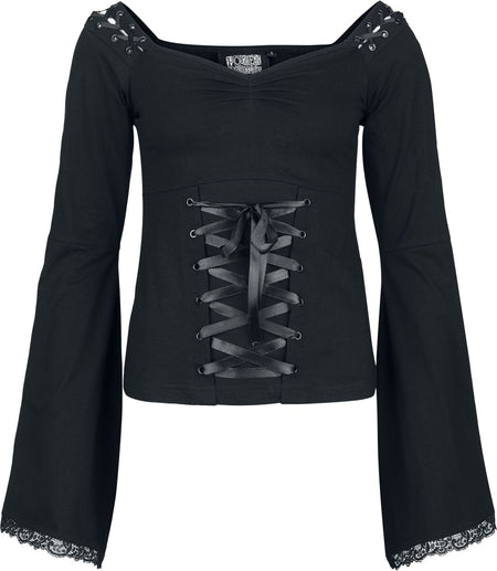 T-shirt manches longues  de Poizen Industries - Maelys Top - L à XXL - pour Femme - noir - Poizen Industries