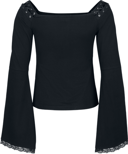 T-shirt manches longues  de Poizen Industries - Maelys Top - L à XXL - pour Femme - noir - Poizen Industries - View 2