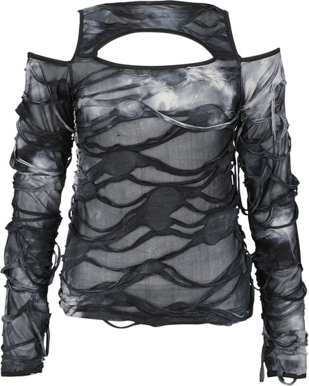 T-shirt manches longues  de Chemical Black - Viola Top - XS à L - pour Femme - noir/gris - Chemical Black