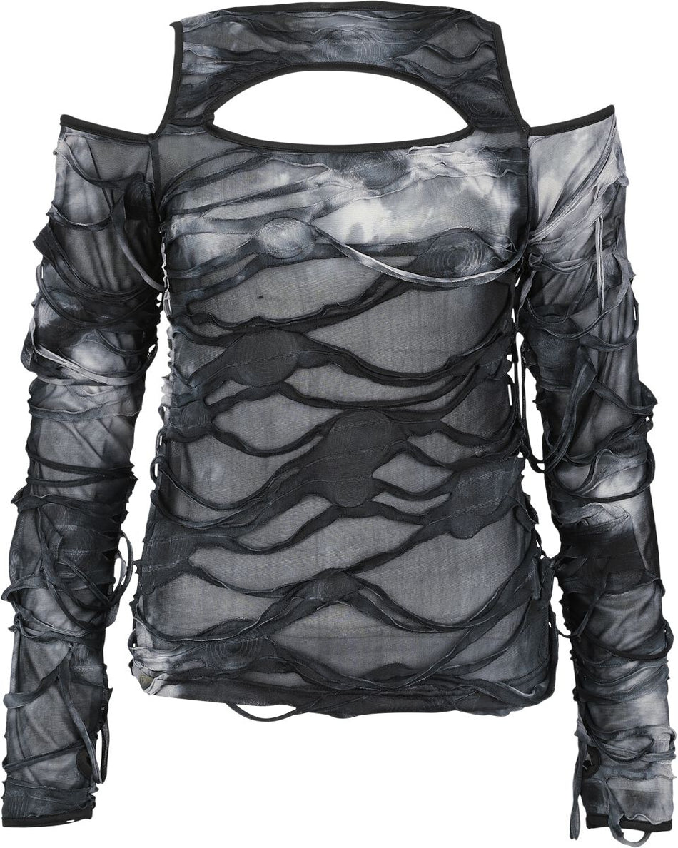 T-shirt manches longues  de Chemical Black - Viola Top - XS à L - pour Femme - noir/gris - Chemical Black